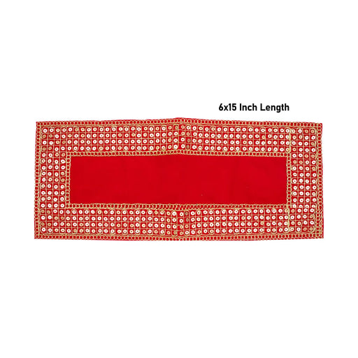 Pooja Aasan - 6 x 15 Inches | Velvet With Embroidery Design Pooja Mat/ Pooja Aasan Mat for Deity - Pooja Aasan & Bajot & Pooja Mat