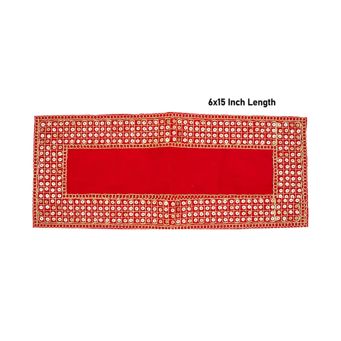Pooja Aasan - 6 x 15 Inches | Velvet With Embroidery Design Pooja Mat/ Pooja Aasan Mat for Deity - Pooja Aasan & Bajot & Pooja Mat