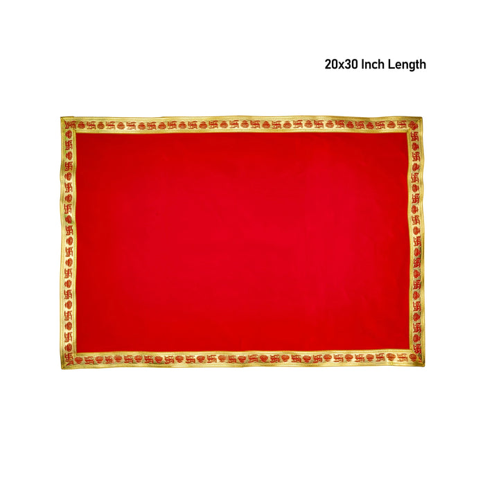 Pooja Aasan - 20 x 30 Inches | Velvet With Embossed Jari Design Pooja Mat/ Pooja Aasan Mat for Deity - Pooja Aasan & Bajot & Pooja Mat