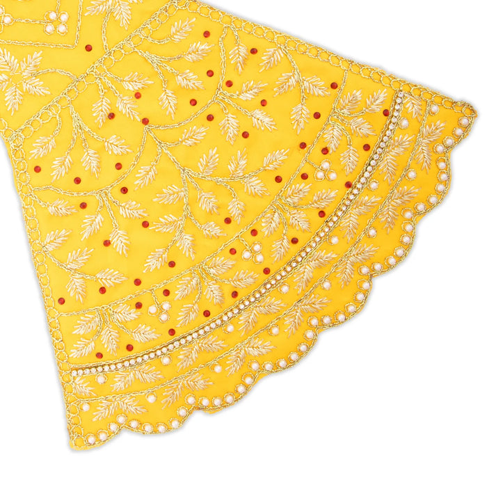 Radha Dress - 12 Inches | Embroidery Radha Rani Dress/ Radhai Fancy Dress for Deity - Laddu Gopal, Krishna & Radha Rani Dress