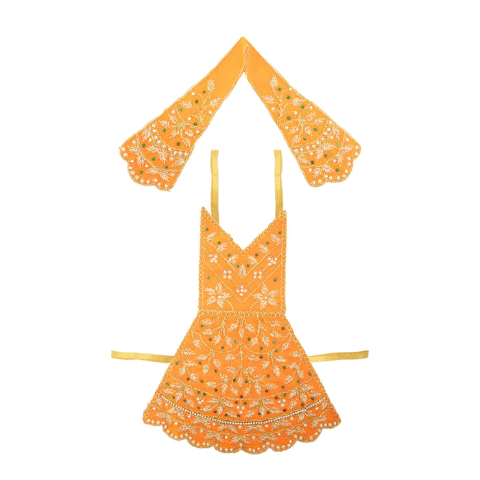 Radha Dress - 12 Inches | Embroidery Radha Rani Dress/ Radhai Fancy Dress for Deity - Laddu Gopal Dress