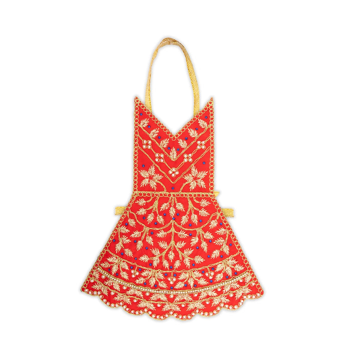 Radha Dress - 12 Inches | Embroidery Radha Rani Dress/ Radhai Fancy Dress for Deity - Laddu Gopal, Krishna & Radha Rani Dress