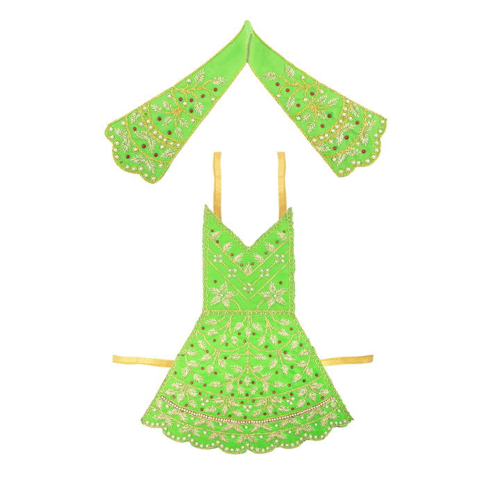 Radha Dress - 12 Inches | Embroidery Radha Rani Dress/ Radhai Fancy Dress for Deity - Laddu Gopal Dress