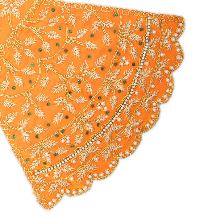 Radha Dress - 12 Inches | Embroidery Radha Rani Dress/ Radhai Fancy Dress for Deity - Laddu Gopal, Krishna & Radha Rani Dress