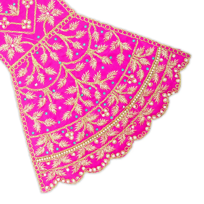 Radha Dress - 12 Inches | Embroidery Radha Rani Dress/ Radhai Fancy Dress for Deity - Laddu Gopal, Krishna & Radha Rani Dress