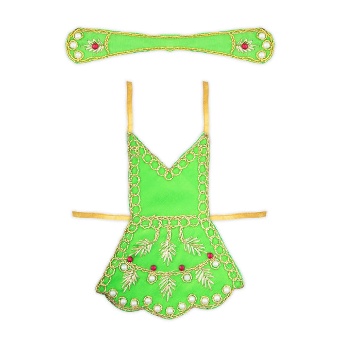 Radha Dress - 4 Inches | Embroidery Radha Costume/ Radhai Costume for Deity - Laddu Gopal Dress