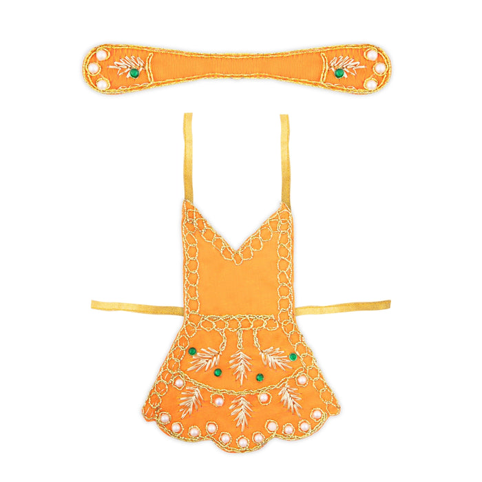 Radha Dress - 4 Inches | Embroidery Radha Costume/ Radhai Costume for Deity - Laddu Gopal Dress