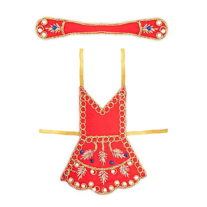 Radha Dress - 4 Inches | Embroidery Radha Costume/ Radhai Costume for Deity - Laddu Gopal Dress