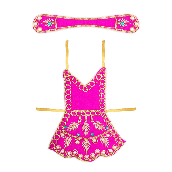 Radha Dress - 4 Inches | Embroidery Radha Costume/ Radhai Costume for Deity - Laddu Gopal Dress