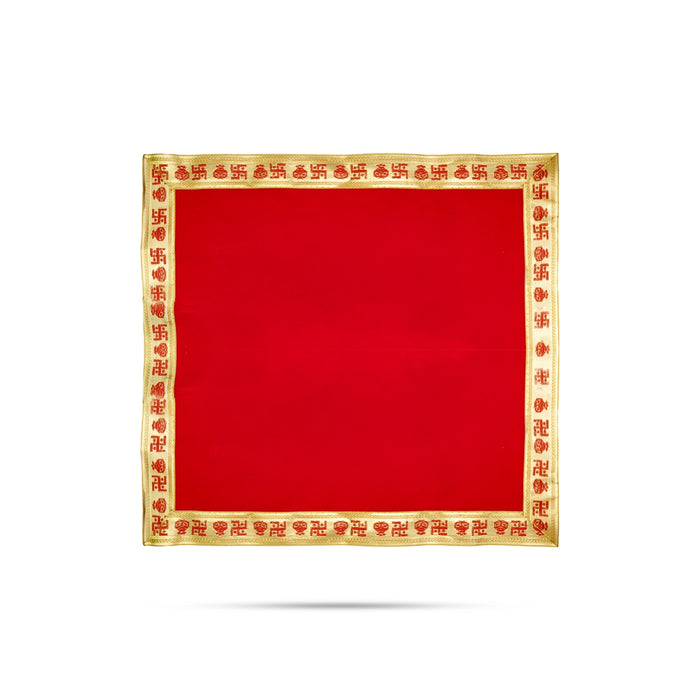 Pooja Aasan - 16 x 16 Inches | Velvet With Embossed Jari Design Pooja Mat/ Pooja Aasan Mat for Deity