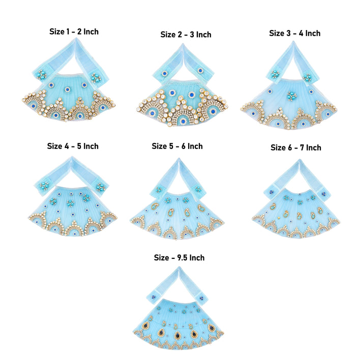 Devi Dress Set | 7 Pcs/ Stone Design Mata Rani Poshak/ Mata Dress/ Amman Pavadai for Deity - Devi Dress