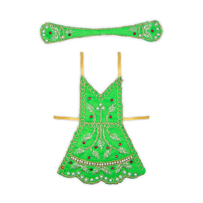 Radha Dress - 3 x 3.5 Inches | Embroidery Radha Rani Dress/ Radhe Dress for Deity - Laddu Gopal Dress