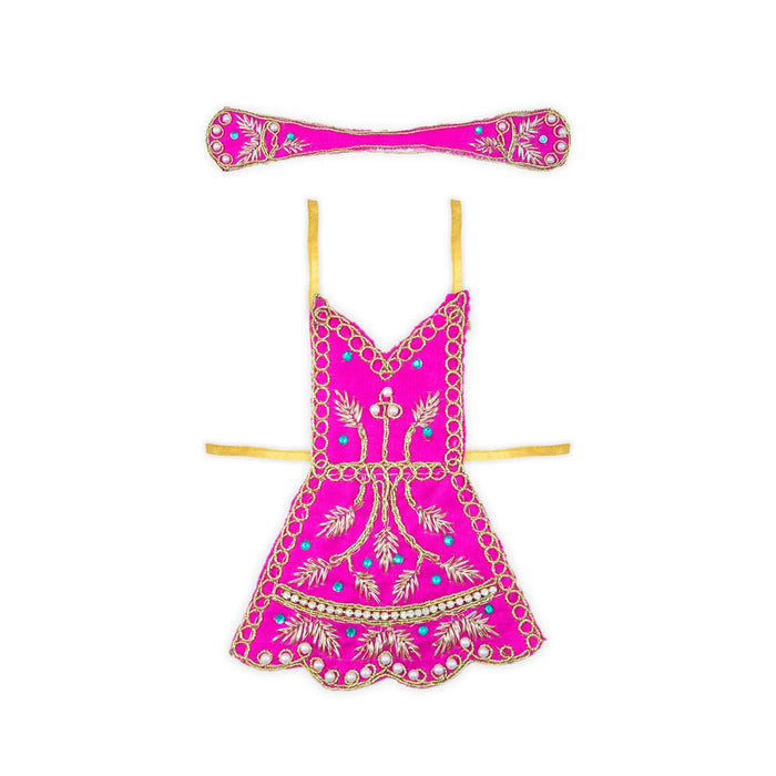 Radha Dress - 3 x 3.5 Inches | Embroidery Radha Rani Dress/ Radhe Dress for Deity - Laddu Gopal Dress