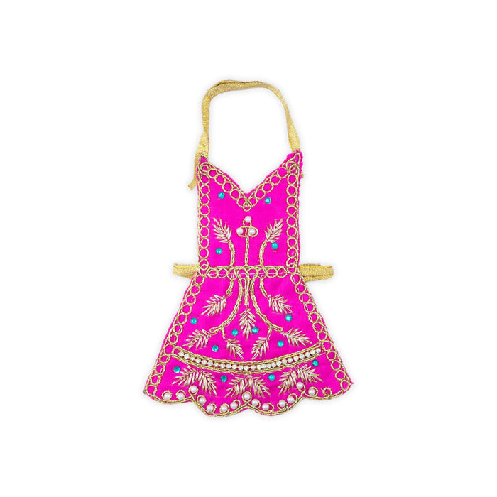 Radha Dress - 3 x 3.5 Inches | Embroidery Radha Rani Dress/ Radhe Dress for Deity - Laddu Gopal, Krishna & Radha Rani Dress