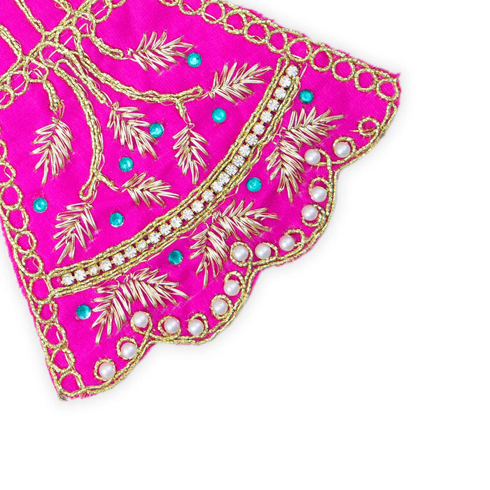 Radha Dress - 3 x 3.5 Inches | Embroidery Radha Rani Dress/ Radhe Dress for Deity - Laddu Gopal, Krishna & Radha Rani Dress