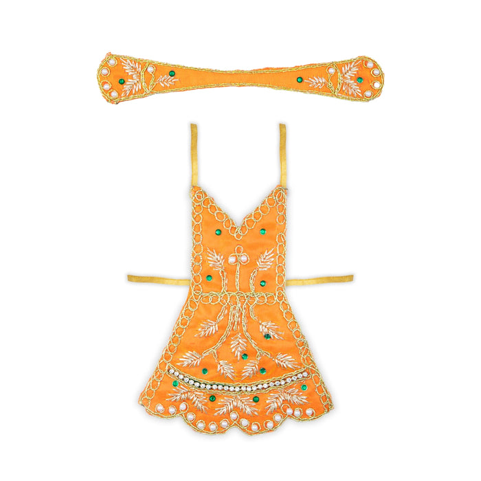 Radha Dress - 3 x 3.5 Inches | Embroidery Radha Rani Dress/ Radhe Dress for Deity - Laddu Gopal Dress