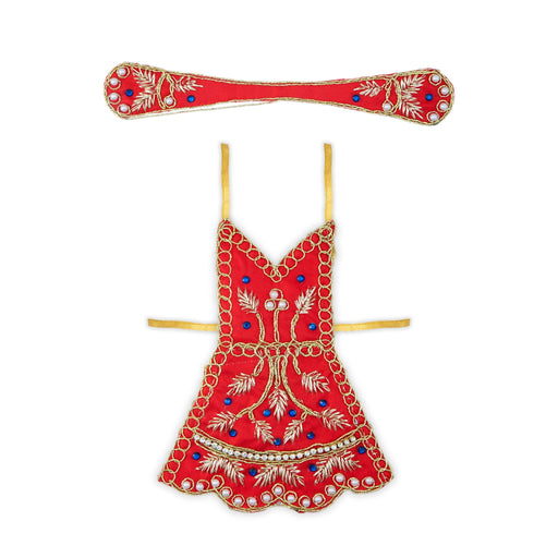 Radha Dress - 3 x 3.5 Inches | Embroidery Radha Rani Dress/ Radhe Dress for Deity - Laddu Gopal Dress