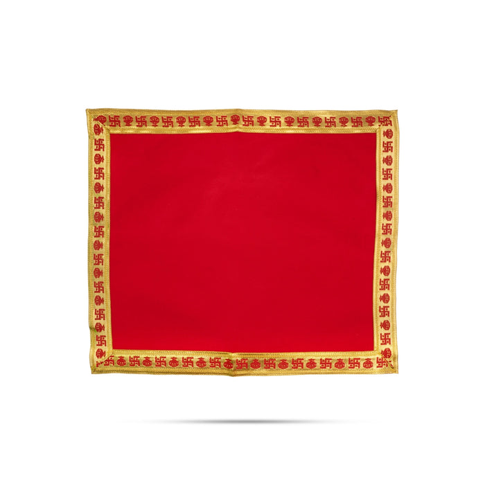 Pooja Aasan - 15 x 18 Inches | Velvet With Embossed Jari Design Pooja Mat/ Pooja Aasan Mat for Deity