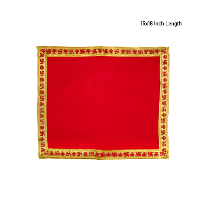 Pooja Aasan - 15 x 18 Inches | Velvet With Embossed Jari Design Pooja Mat/ Pooja Aasan Mat for Deity