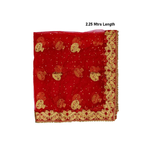 Mata Chunri - 2.25 Mtrs | Jari Embroidery Design Mata Chunari/ Net Cloth Mata Rani Chunri Shawl for Deity - Devi Dress