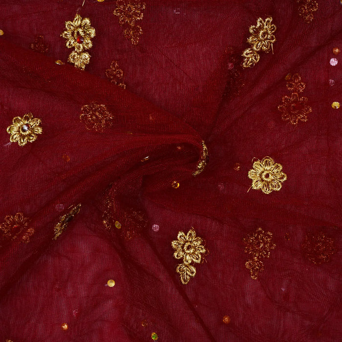 Mata Chunri - 84 x 44 Inches| Net Cloth Mata Rani Chunri Shawl/ Jari Embroidery Design Mata Chunari for Deity - Devi Dress