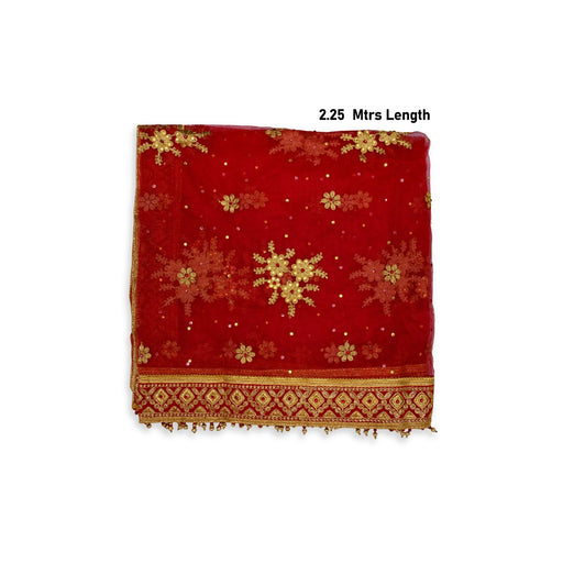 Mata Chunri - 2.25 Mtrs| Net Cloth Mata Rani Chunri Shawl/ Jari Embroidery Design Chunari for Deity - Devi Dress