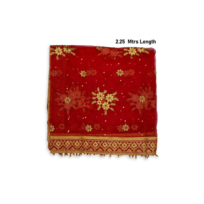 Mata Chunri - 2.25 Mtrs| Net Cloth Mata Rani Chunri Shawl/ Jari Embroidery Design Chunari for Deity - Devi Dress