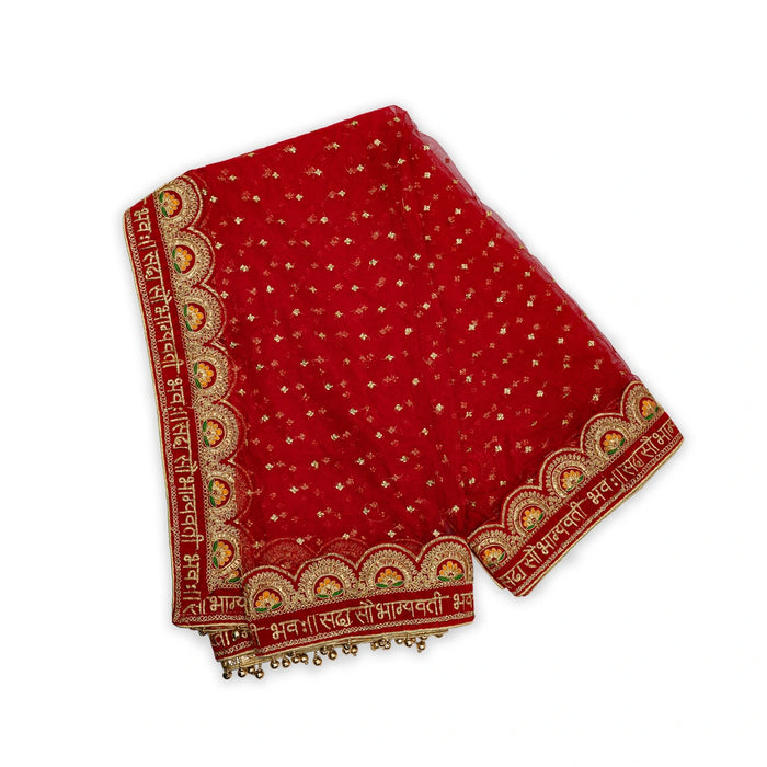 Mata Chunri - 84 x 44 Inches| Net Cloth Mata Rani Chunri Shawl/ Jari Embroidery Design Chunari for Deity - Devi Dress