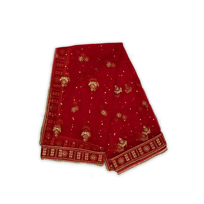 Mata Chunri - 84 x 44 Inches| Net Cloth Mata Rani Chunri Shawl/ Jari Embroidery Design Chunari for Deity - Devi Dress