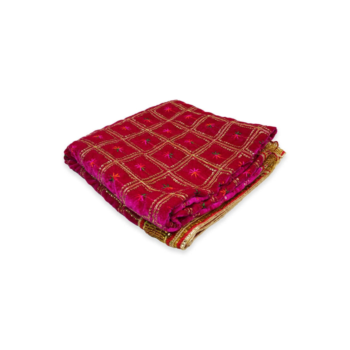 Mata Chunri - 1 Mtr | Velvet With Jari Design Mata Chunari/ Chunri Shawl for Deity - Devi Dress