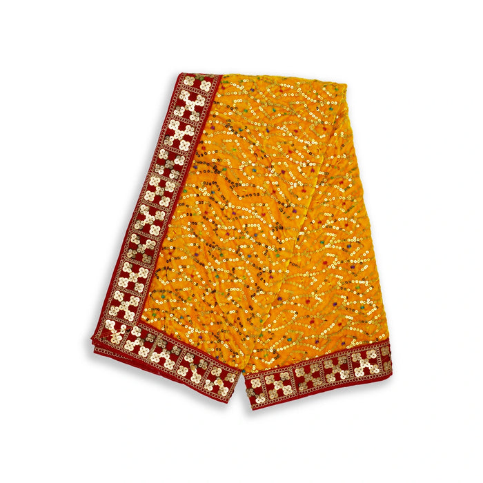 Mata Chunri - 1 Mtr | Chunri Shawl/ Velvet With Jari Design Mata Chunari for Deity - Devi Dress