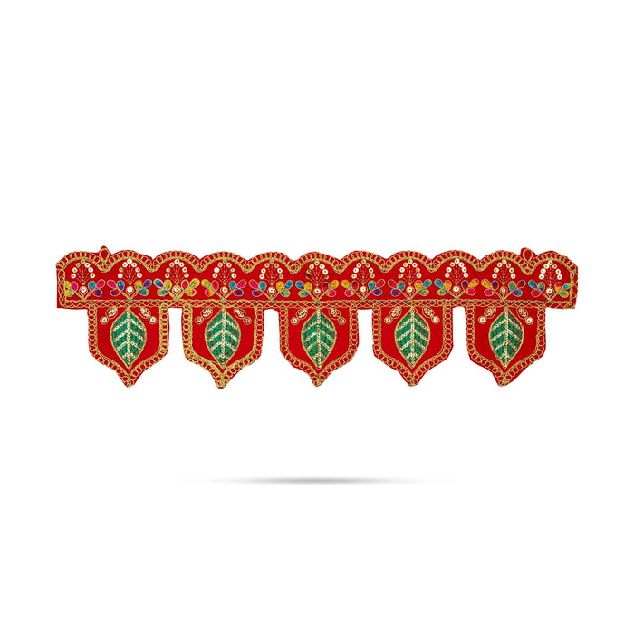 Velvet Toran - 18 Inches | Leaf Design Thoran/ Decorative Handmade Bandanwar for Home - Toran