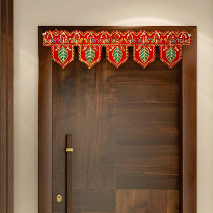 Velvet Toran - 18 Inches | Leaf Design Thoran/ Decorative Handmade Bandanwar for Home - Toran