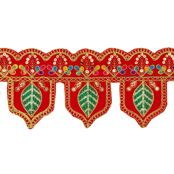 Velvet Toran - 18 Inches | Leaf Design Thoran/ Decorative Handmade Bandanwar for Home - Toran