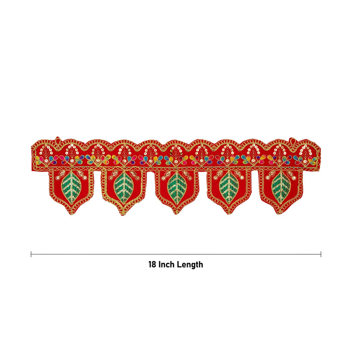 Velvet Toran - 18 Inches | Leaf Design Thoran/ Decorative Handmade Bandanwar for Home - Toran