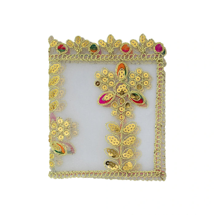 Mata Chunri - 6 x 9 Inches | Net Cloth Mata Rani Chunri Shawl/ Embroidery Design Chunari for Deity
