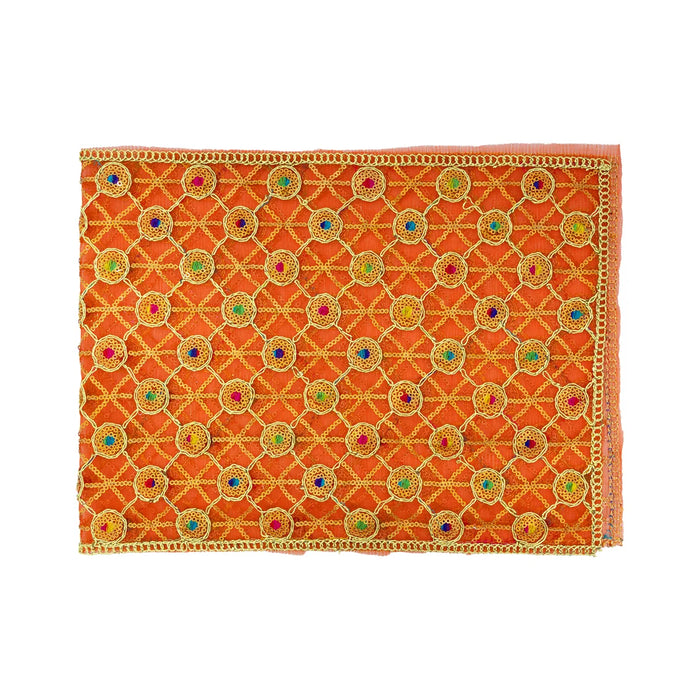 Chunari Vastram - 10 x 28 Inches | Embroidery Design Mata Chunari/ Net Design Shawl/ Mata Rani Chunri for Deity