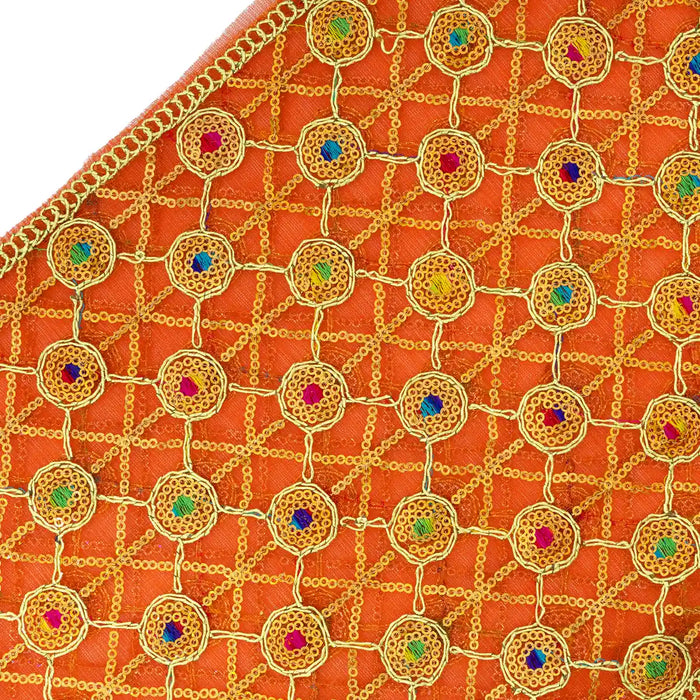 Chunari Vastram - 10 x 28 Inches | Embroidery Design Mata Chunari/ Net Design Shawl/ Mata Rani Chunri for Deity