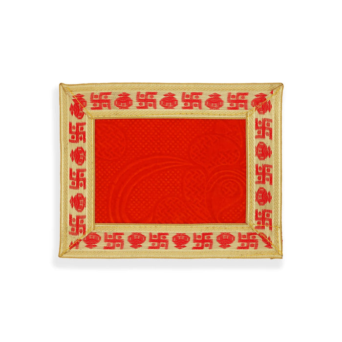 Pooja Aasan - 6 x 8 Inches | Velvet With Embossed Jari Border Pooja Mat/ Pooja Aasan Mat for Deity - Pooja Aasan & Bajot & Pooja Mat