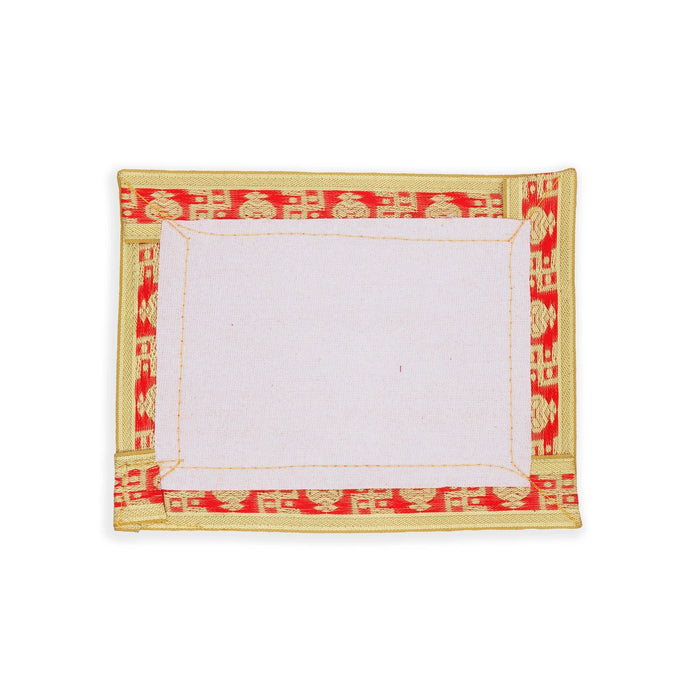 Pooja Aasan - 6 x 8 Inches | Velvet With Embossed Jari Border Pooja Mat/ Pooja Aasan Mat for Deity - Pooja Aasan & Bajot & Pooja Mat