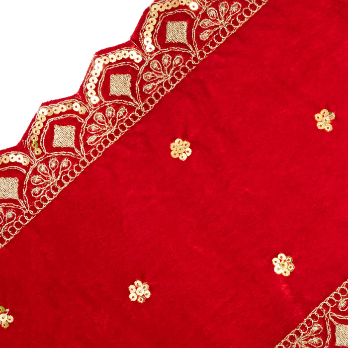 Pooja Aasan - 10 x 10 Inches | Velvet With Embroidery Design Pooja Mat/ Pooja Aasan Mat for Deity