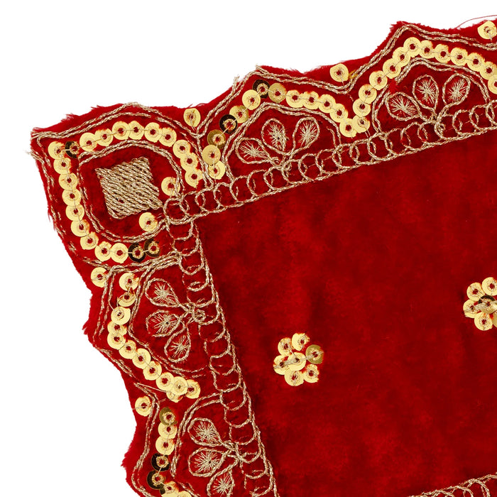 Pooja Mat - 6 x 8 Inches | Embroidery With Velvet Design Pooja Aasan / Aasan Mat for Deity