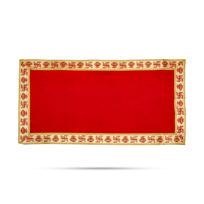 Pooja Aasan - 10 x 20 Inches | Velvet With Embossed Jari Design Pooja Mat/ Pooja Aasan Mat for Deity