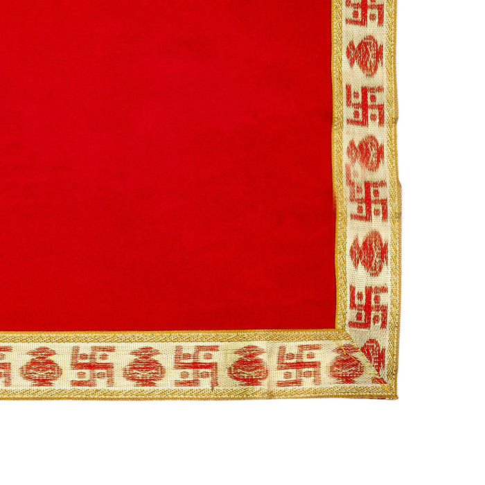 Pooja Aasan - 10 x 20 Inches | Velvet With Embossed Jari Design Pooja Mat/ Pooja Aasan Mat for Deity