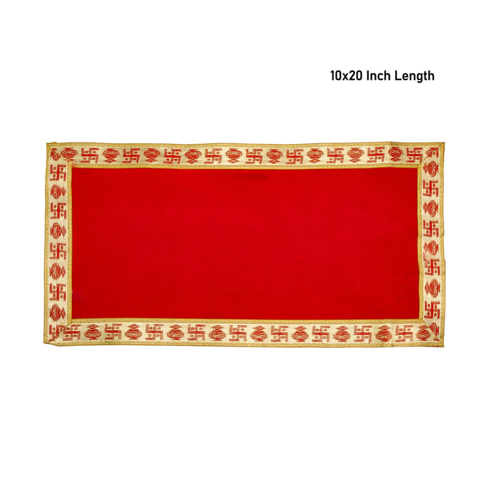 Pooja Aasan - 10 x 20 Inches | Velvet With Embossed Jari Design Pooja Mat/ Pooja Aasan Mat for Deity