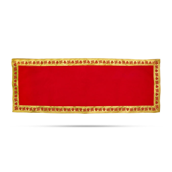 Pooja Aasan - 10 x 30 Inches | Velvet With Embossed Jari Design Pooja Mat/ Pooja Aasan Mat for Deity