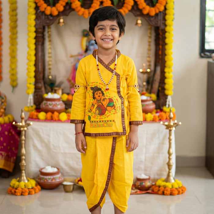 Bal Krishna Dress Set - Size 20 | Bal Kanha Dress / Bal Krishna Costume for Kids - Ethnic Wear Sets
