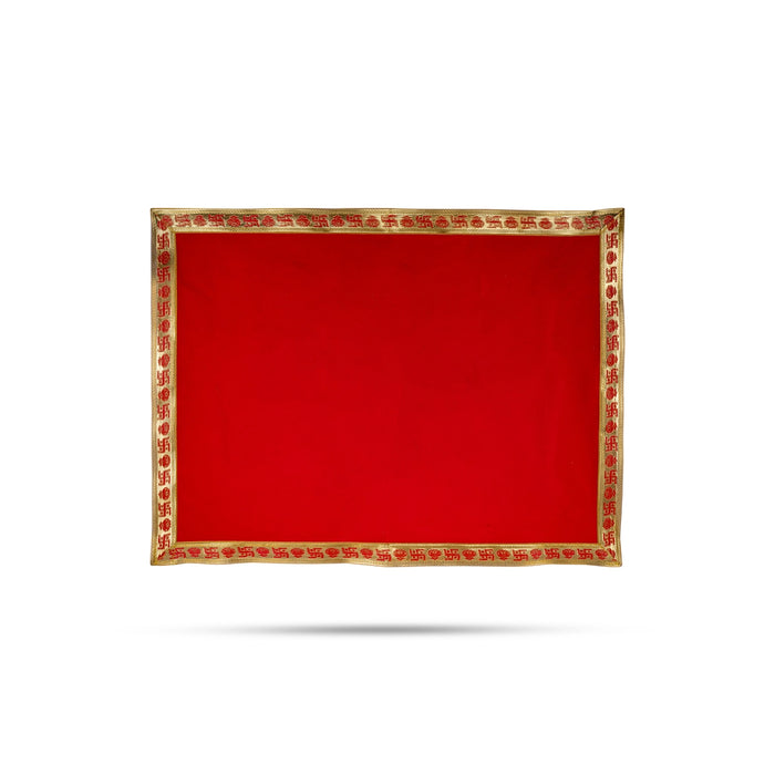 Pooja Aasan - 18 x 24 Inches | Velvet With Embossed Jari Design Pooja Mat/ Pooja Aasan Mat for Deity