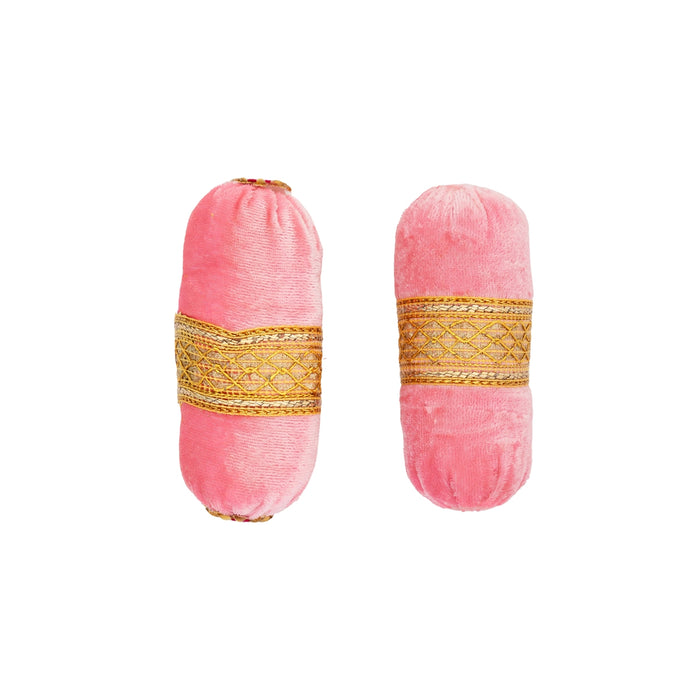 Decorative Pillow - 2 x 4.5 Inches | 2 Pcs/ Velvet Takiya/ Soft Cushion for Krishna Idol