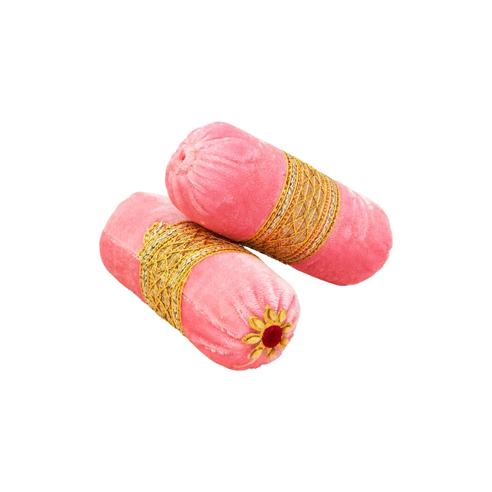 Decorative Pillow - 2 x 4.5 Inches | 2 Pcs/ Velvet Takiya/ Soft Cushion for Krishna Idol